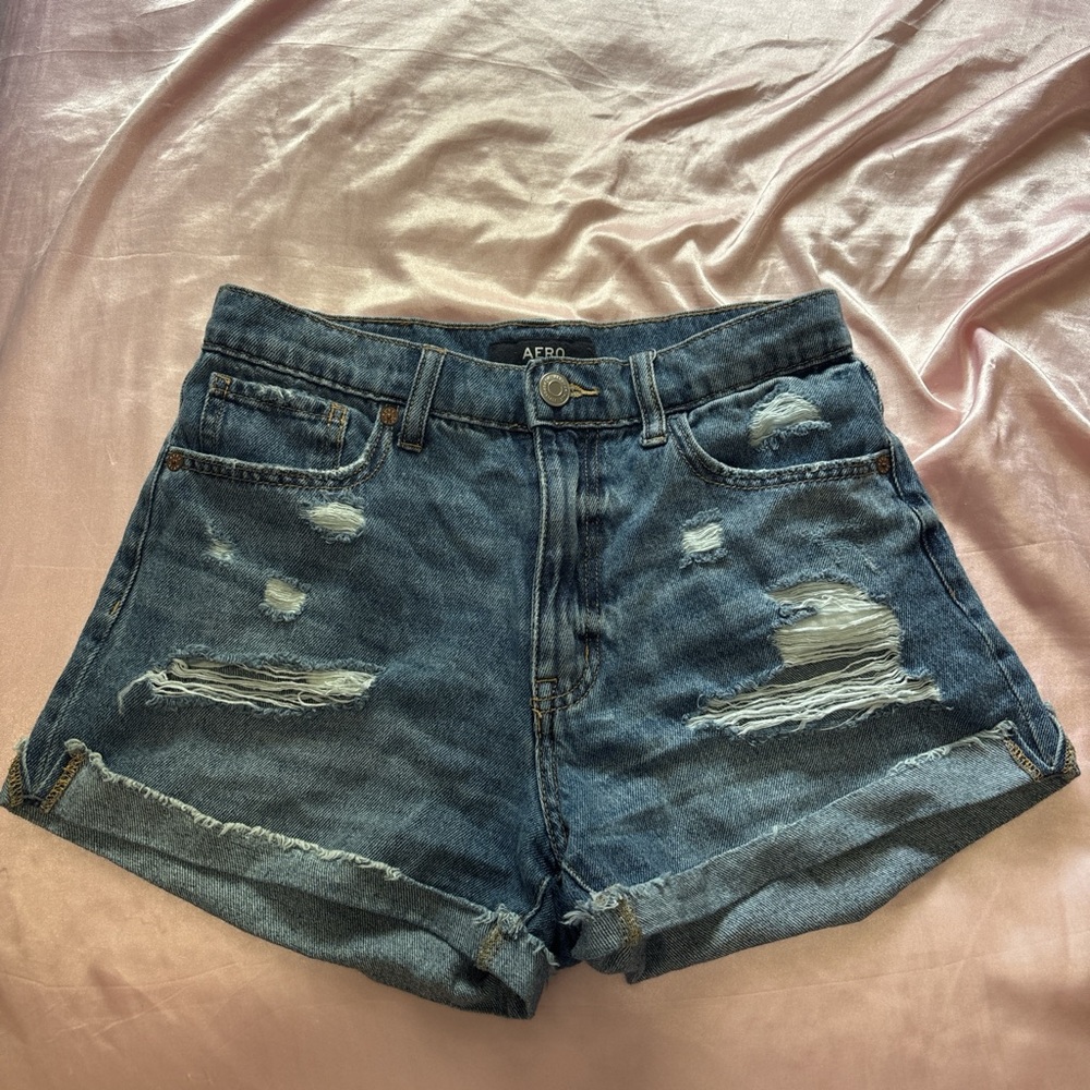 Denim Distressed Women's Shorts - Blue